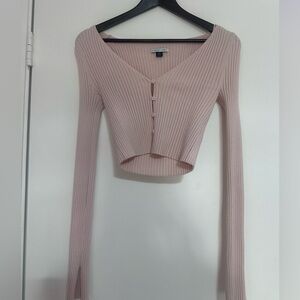 NWOT American Eagle Outfitters Light Pink Ribbed Crop Long Sleeve Top